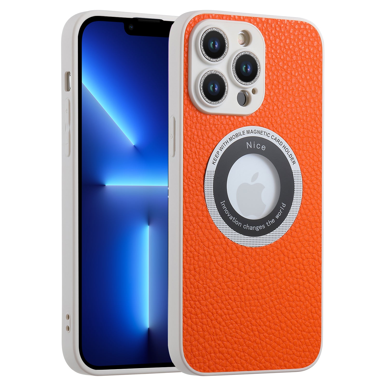 Pro iPhone 13 Pro magnetické pouzdro na telefon kompatibilní s MagSafe Glitter Glass Lens Protector koženým TPU krytem Pro iPhone 13 Pro magnetické pouzdro na telefon kompatibilní s MagSafe Glitter Glass Lens Protector koženým TPU krytem